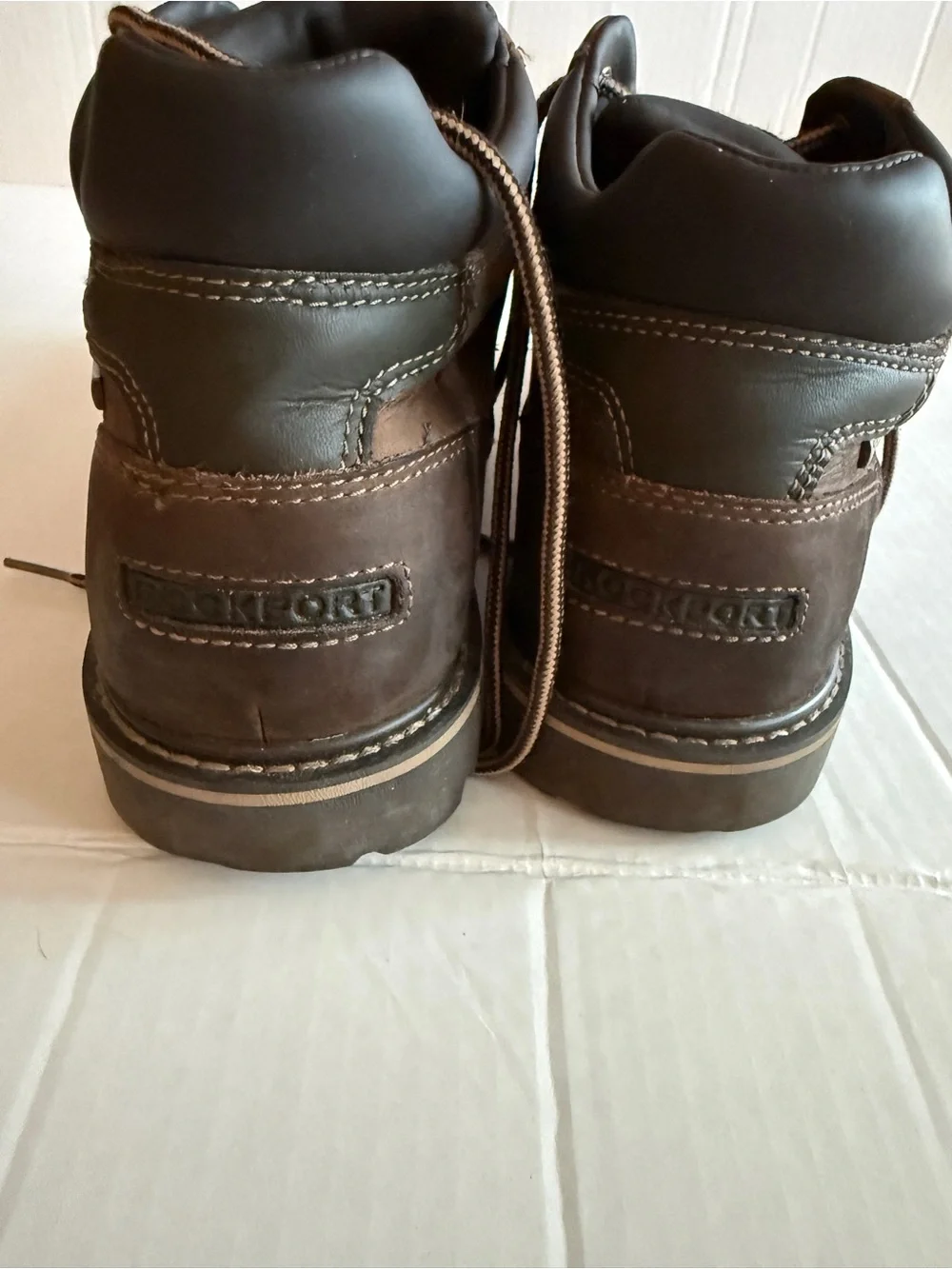 Rockport Brown Leather Moc Toe Lace-Up Boots
